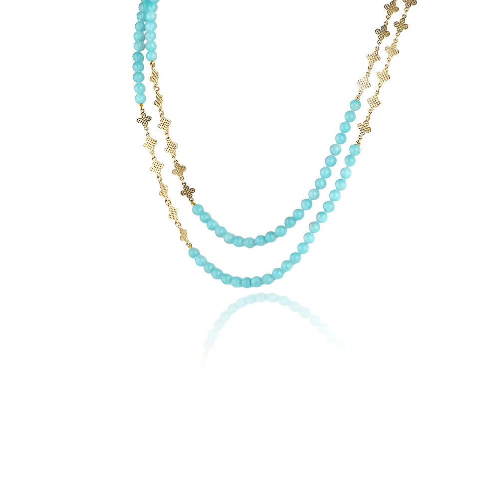 AMAZONITE TRIPLE WRAP NECKLACE