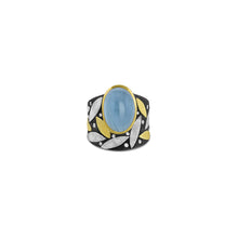 aquamarine and leaves ring