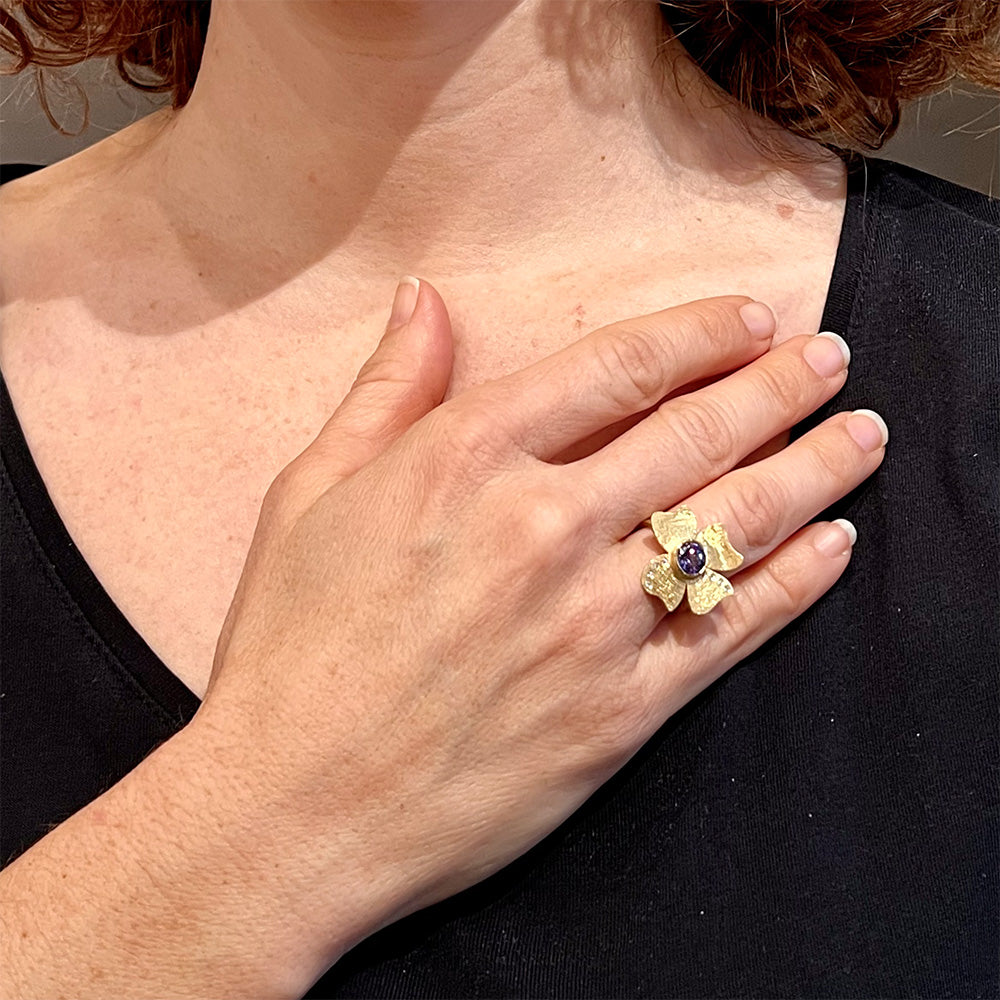 TANZANITE FLOWER RING