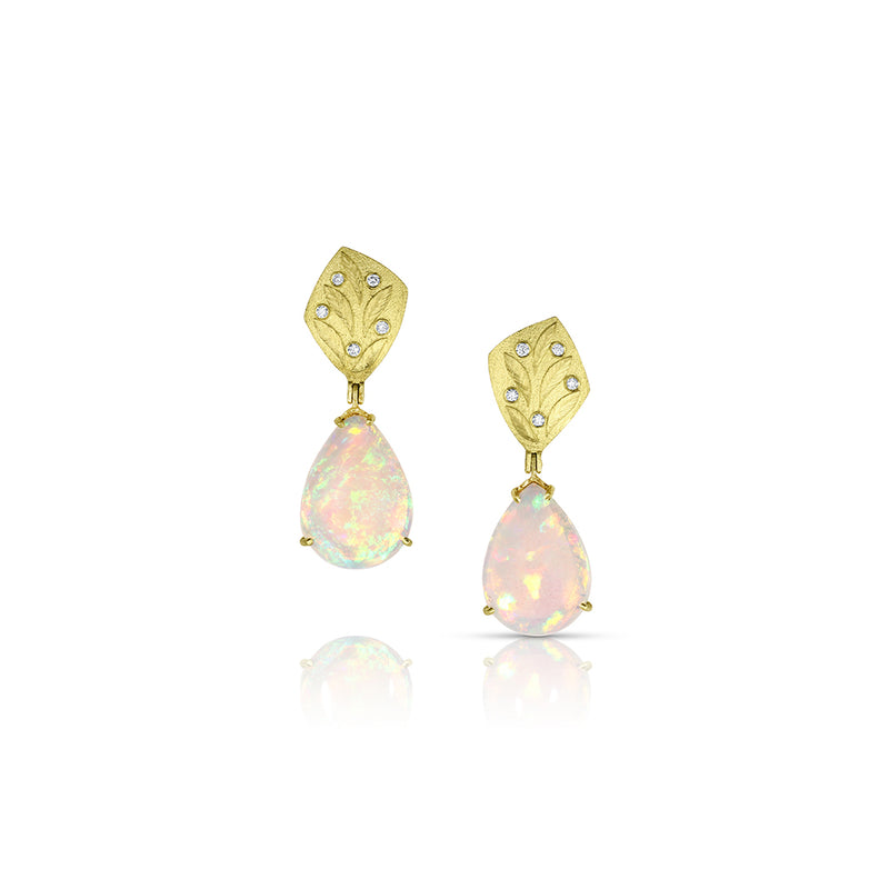 Pear-Shaped Ethiopian Opal Drop Earrings
