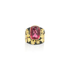 Rubellite tourmaline ring with flowers and diamonds