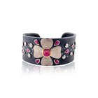 Palladium and Oxidized Sterling Silver Cuff Bracelet with Rubies and Diamonds
