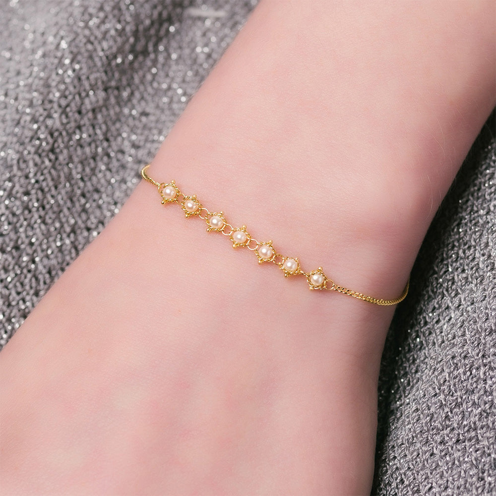 Petite Textile Freshwater Pearl Bracelet