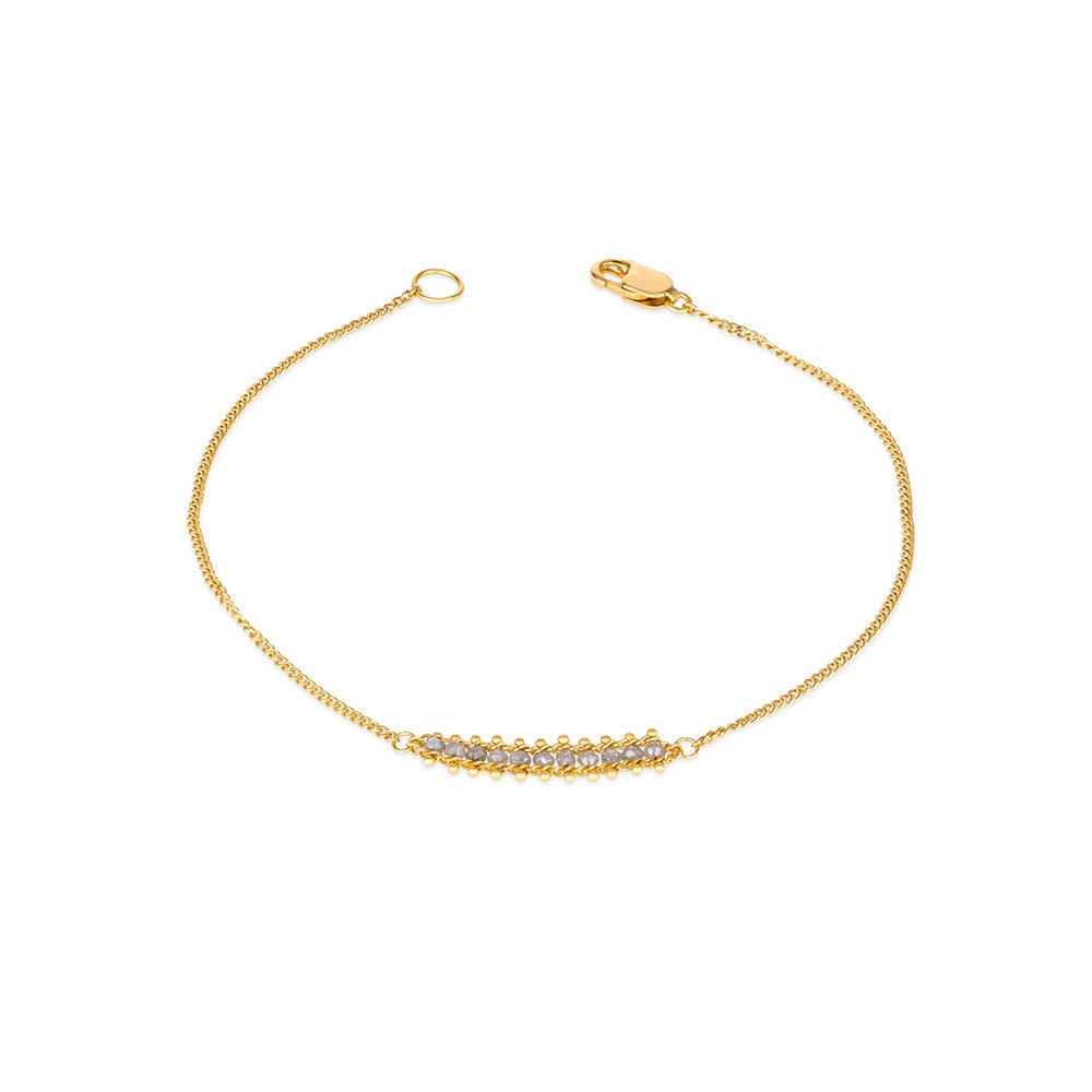 Textile Row silver diamond station bracelet, approximately 0.5 cttw, chain is 18k yellow gold and is ___" long