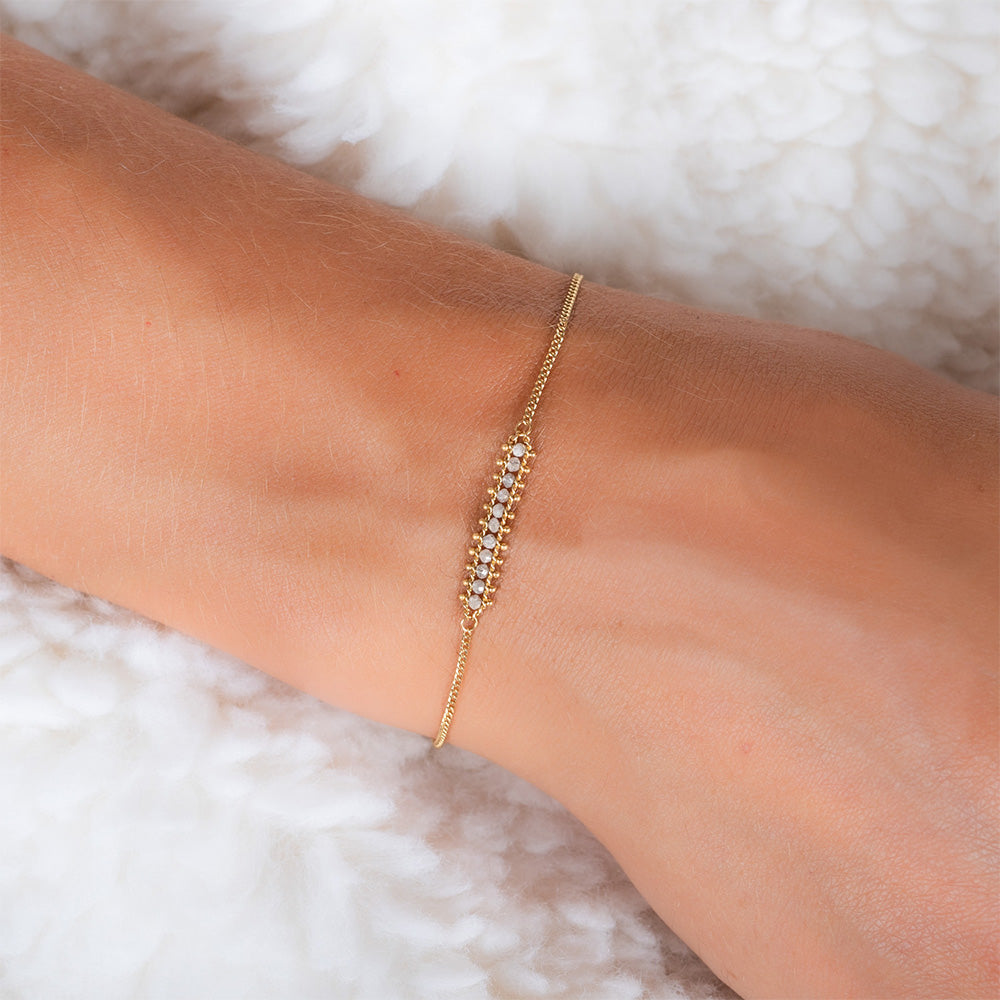 Textile Row Silver Diamond Station Bracelet