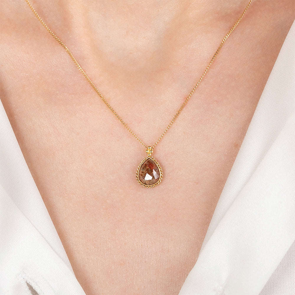 Rust Colored Diamond Pendant Necklace