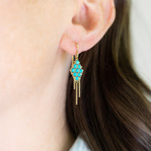 Small Textile Turquoise Earrings