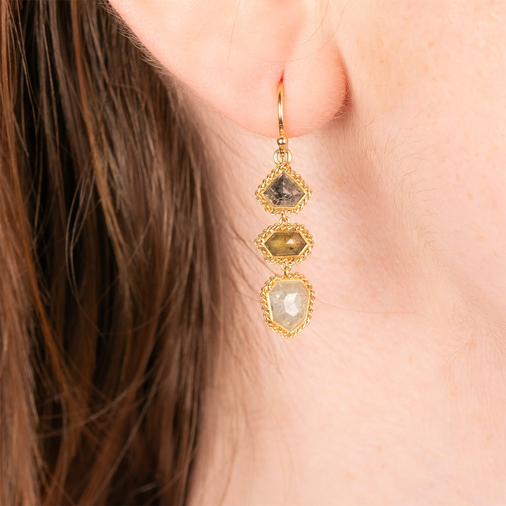One-Of-A-Kind Natural Salt and Pepper Diamond Earrings