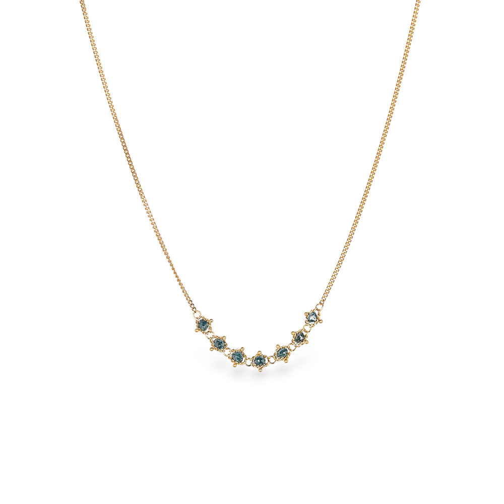 Petite Textile Blue Diamond Necklace