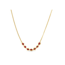 Petite Textile ruby necklace, approximately 1 ct, chain is 18k yellow gold and is __" long.