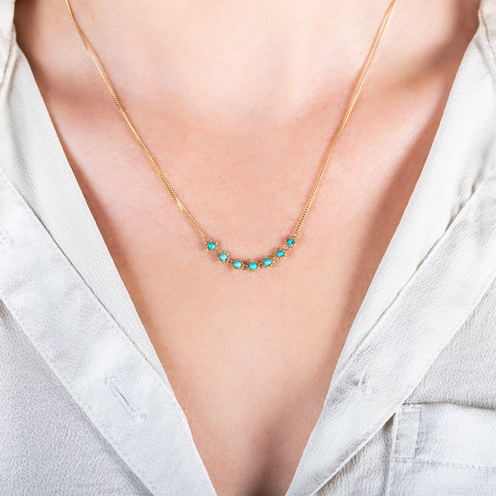 Petite Textile Turquoise Necklace