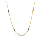 Textile Station double chain blue diamond necklace, approximately 1.4 cttw, chain is 18k yellow gold and is ___" long.