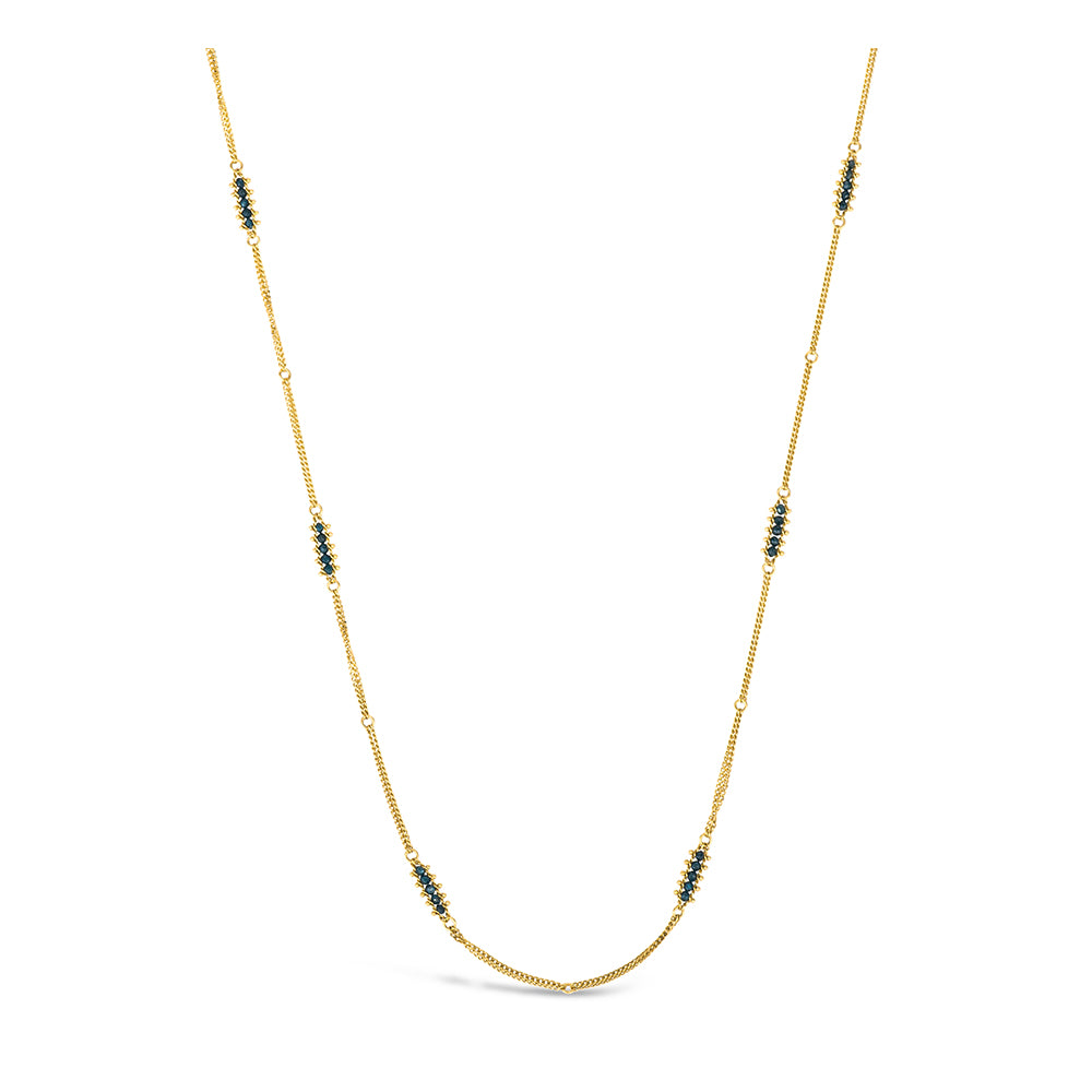 Textile Station Double Chain Blue Diamond Necklace