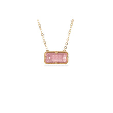 One-of-a-kind necklace with an East/West set morganite in an emerald cut, 4.95 cts, with granulation on the bail and prongs. 18k yellow gold adjustable chain (16″-18″) with lobster clasp.