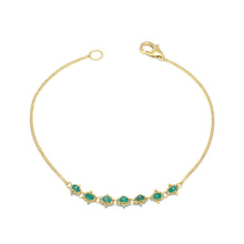 "Petite Textile" emerald bracelet with approximately 1.25 cttw of emeralds in 18k yellow gold with a lobster clasp. Bracelet is 7" long x 3/16" wide