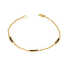 Textile station black diamond bracelet with approximately .70 cttw, in 18k yellow gold with a lobster clasp. Bracelet is 7" long x 3/16" wide (4 mm).