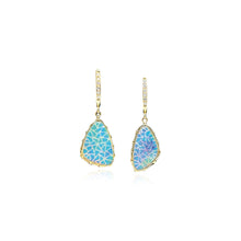 Australian crystal opal earrings with diamond lever backs