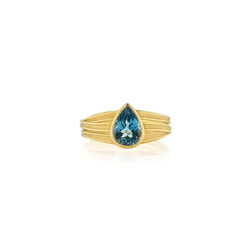 Pear-Shaped Aquamarine Ring