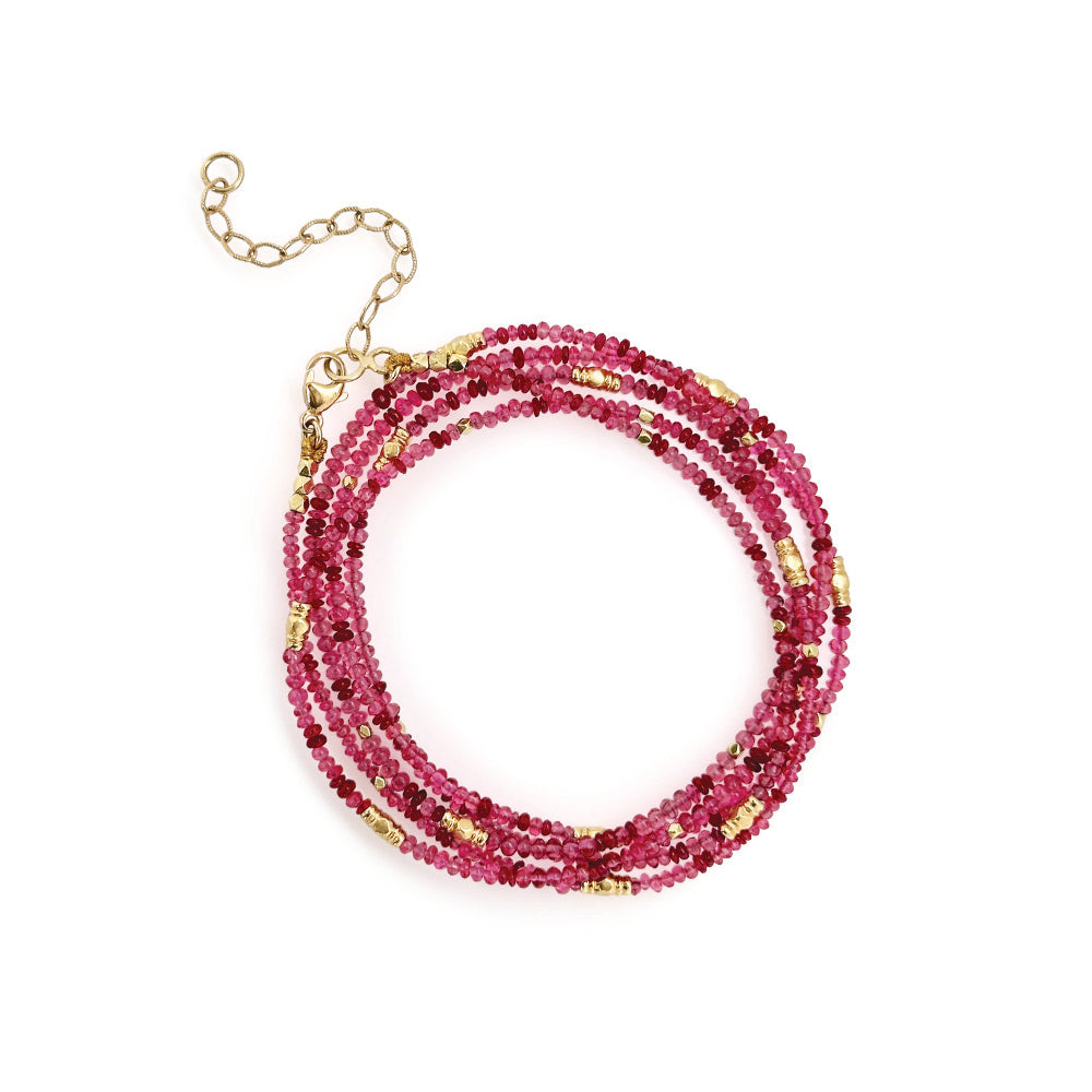 Multi-Wrap Ruby and Red Spinel Bracelet