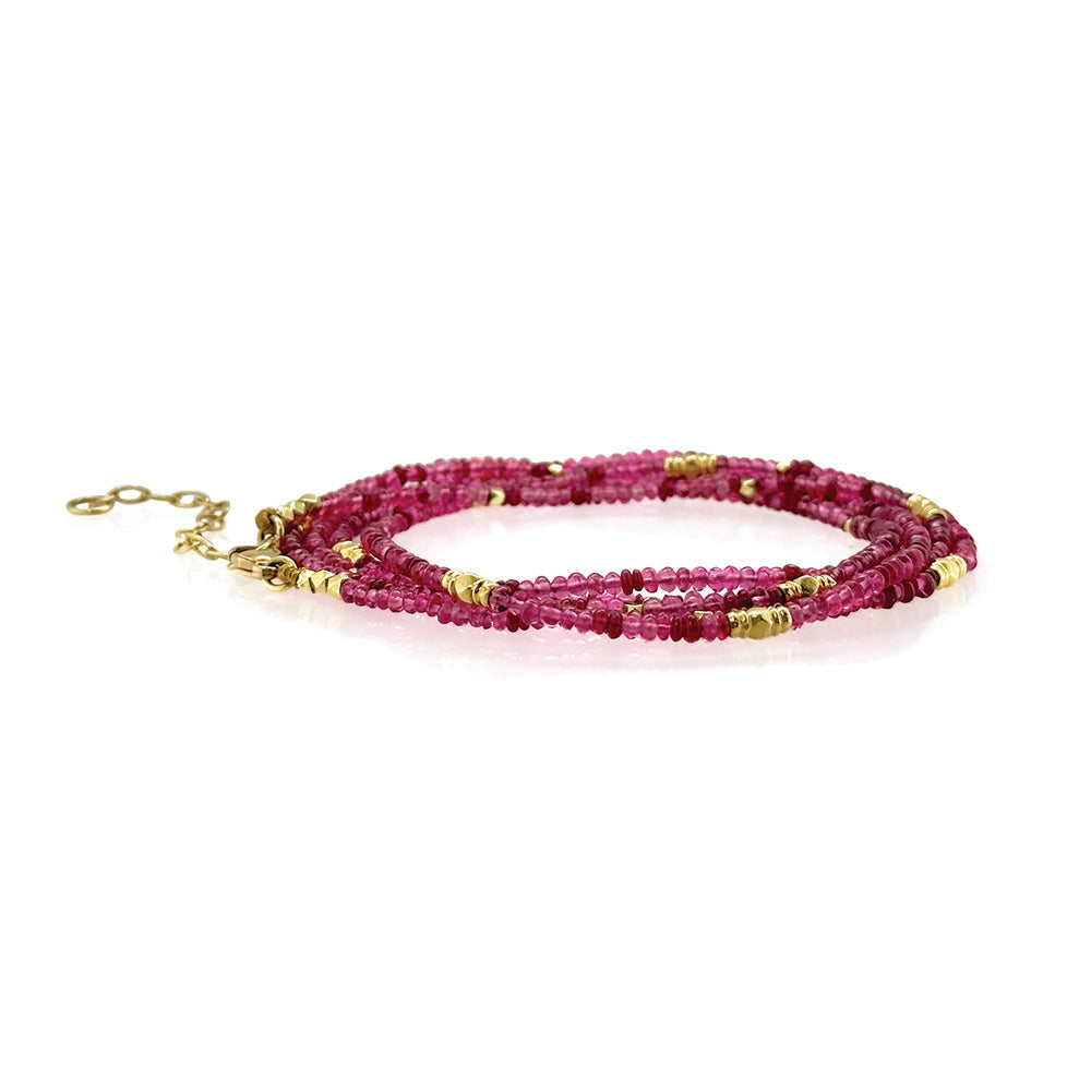 Multi-Wrap Ruby and Red Spinel Bracelet