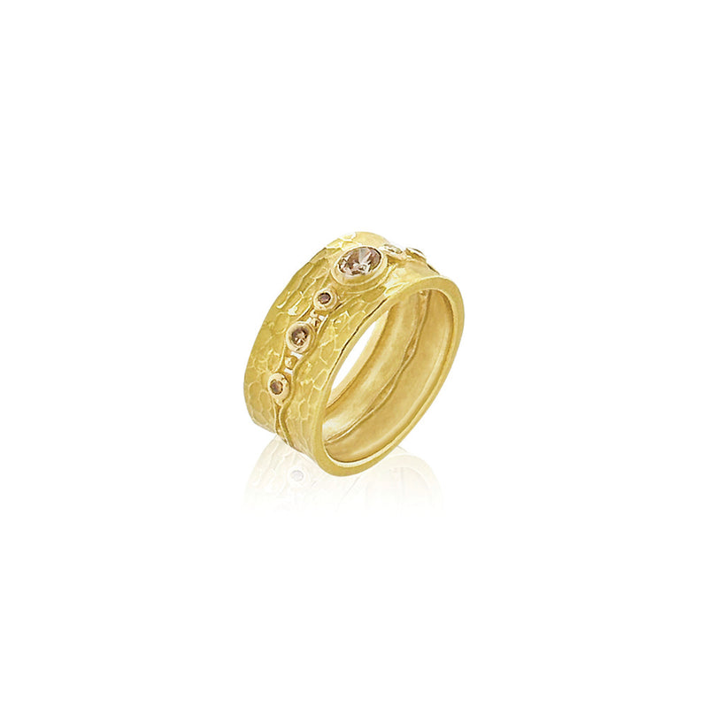 Carved Glacier Band with Champagne Diamonds