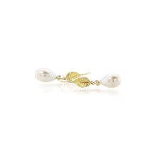 Pear-Shaped Freshwater Pearl Earrings with French Wire Leaf Tops