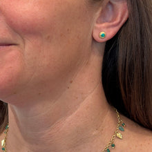 Emerald Stud Earrings with Granulation