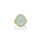 Large Oval Silky Blue Aquamarine Ring