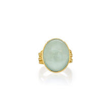 Large Oval Silky Blue Aquamarine Ring