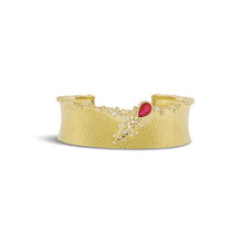 Carved Glacier Cuff Bracelet with Ruby