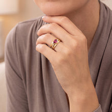 Four Ribbon Ring with Pear-Shaped Red Tourmaline