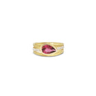 Four Ribbon Ring with Pear-Shaped Red Tourmaline