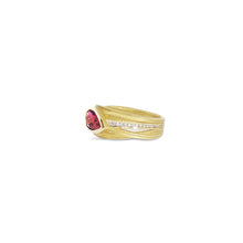 Four Ribbon Ring with Pear-Shaped Red Tourmaline