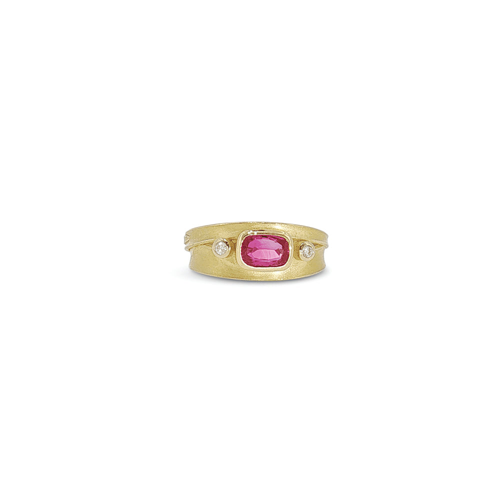Blade of Grass Ring with Sri Lanka Ruby