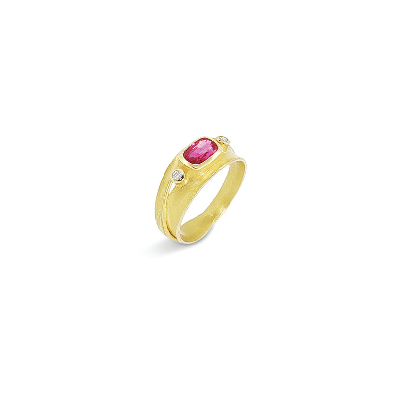 Blade of Grass Ring with Sri Lanka Ruby