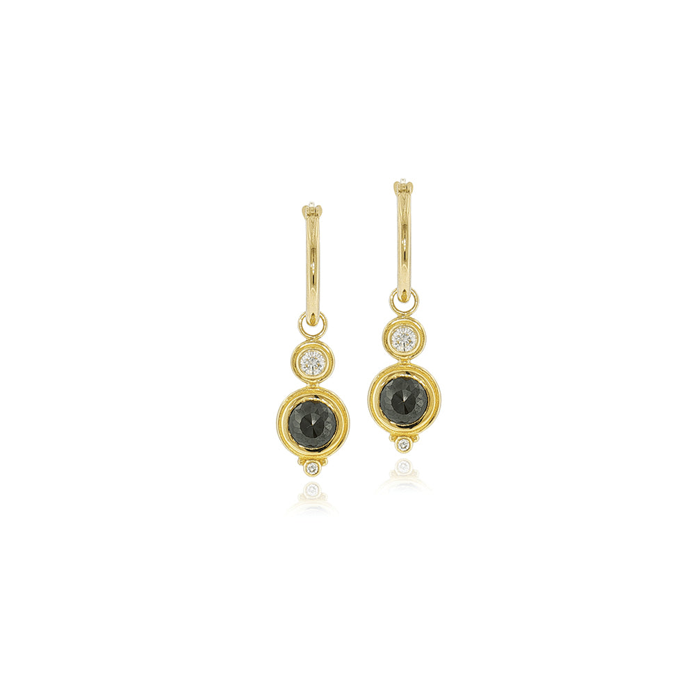Rose-Cut Black Diamond Hoop Earrings