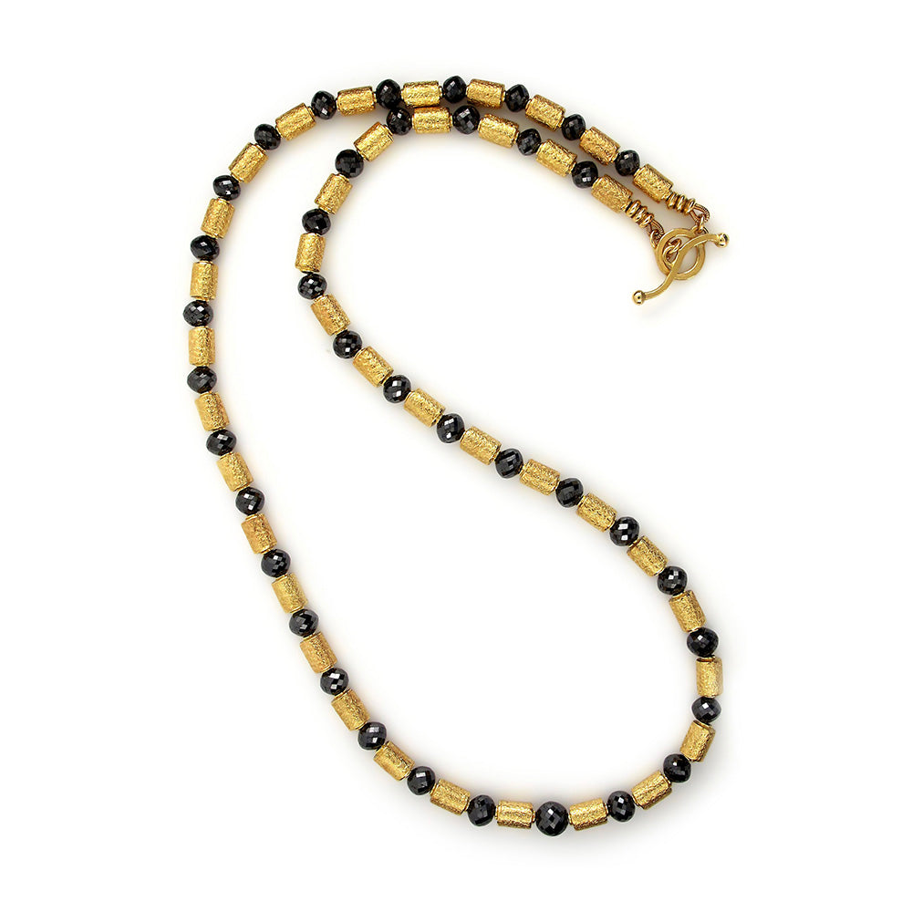 black diamond and barrel bead necklace