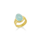 Large silky aquamarine ring with 4 ribbons