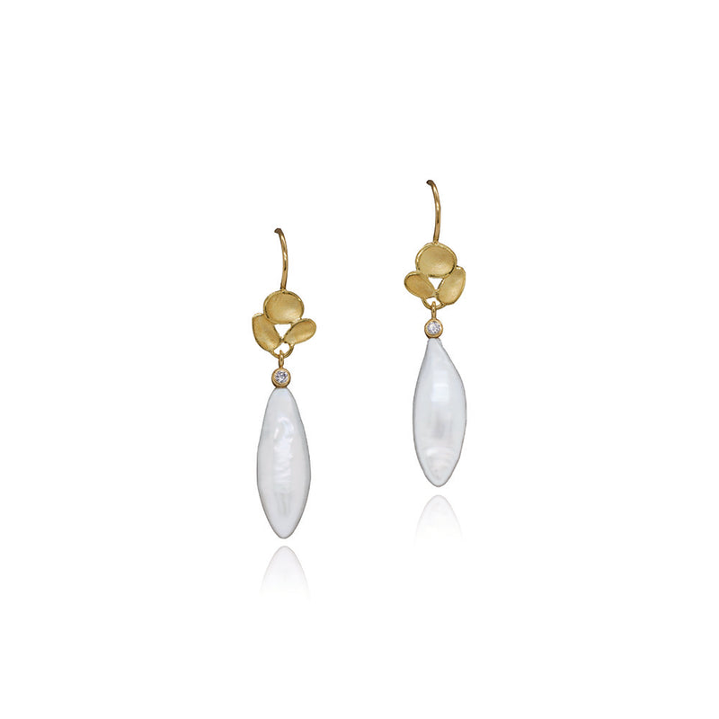 Freshwater Pearl Drops with Triple Shell Cluster Tops