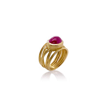 5 Ribbon Ring with Ruby Cabochon