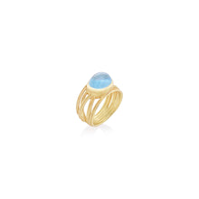 5 blades oval aquamarine cabochon ring