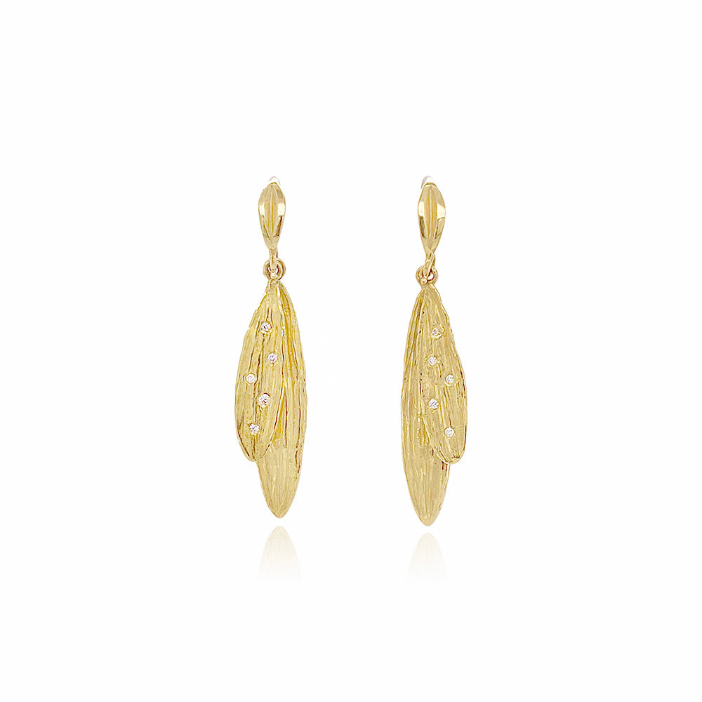 BLACK-EYED SUSAN PETAL EARRINGS WITH DIAMONDS