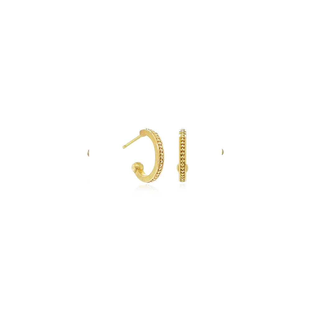 Granulated Hoop Earrings with Removable Ruby Drops