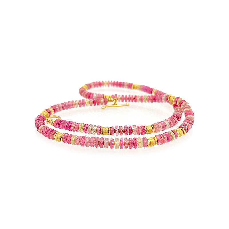 Multi Sapphire Rondell Bead Necklace