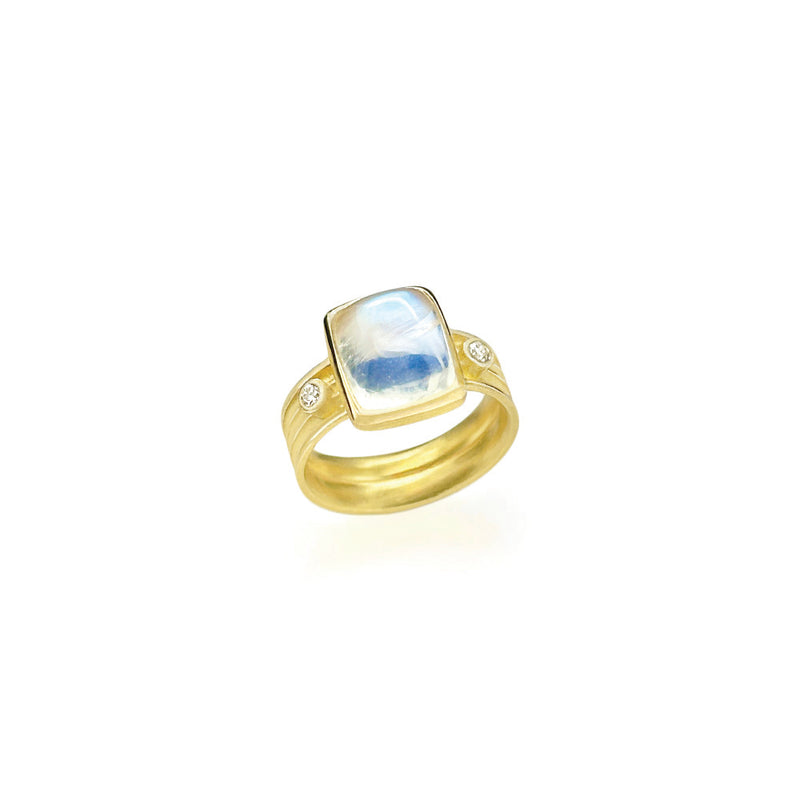 Cushion-Shaped Moonstone Cabochon Ring