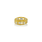 4 ribbon ring with various sized round diamonds
