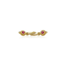 Granulated Hoop Earrings with Removable Ruby Drops