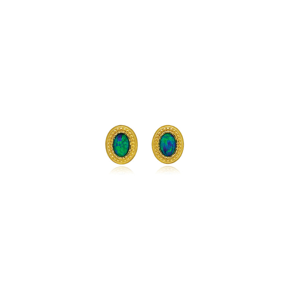 oval opal doublet stud earrings
