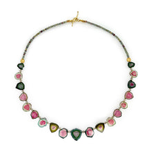 watermelon tourmaline slice necklace