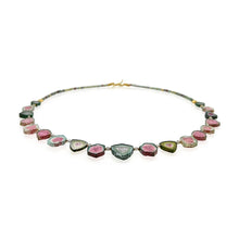 watermelon tourmaline slice necklace